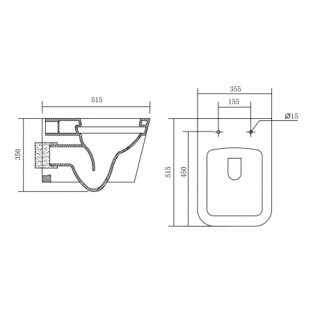 Унитаз подвесной AQUATEK ЛИБРА безободковый AQ0530-00 515*355*350 мм, горизонтальный выпуск, тонкое сиденье с механизмом плавного закрывания, крепеж Унитаз подвесной AQUATEK ЛИБРА безободковый AQ0530-00 515*355*350 мм, горизонтальный выпуск, тонкое сиденье с механизмом плавного закрывания, крепеж