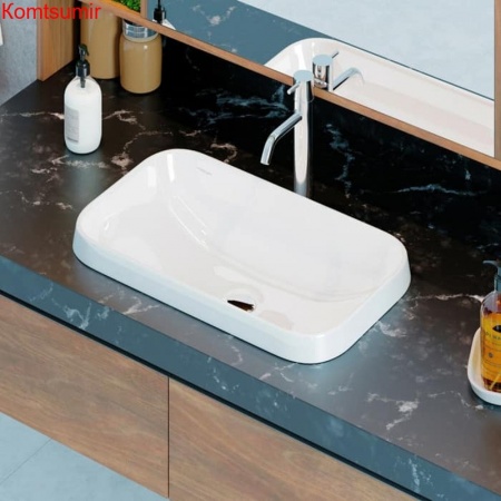 Раковина встраиваемая сверху Sanita Luxe Infinity Inside 60х36х14.5, фарфор, цвет Белый (WB.IN/Infinity/60-N/WHT.G/S1)