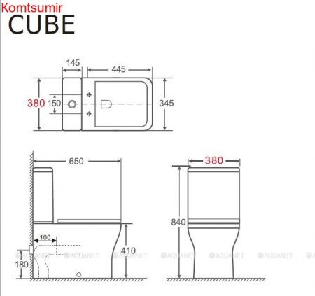 Унитаз напольный Aquanet Rimless Cube-C CL-12248B