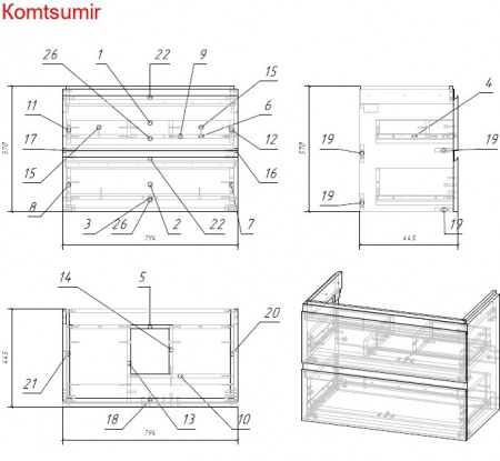 Тумба Cersanit MODUO 80 Тумба Cersanit MODUO 80