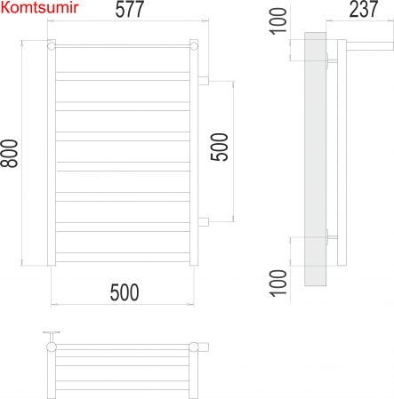 Хендрикс П8 500х800 бп500 Полотенцесушитель  TERMINUS Хендрикс П8 500х800 бп500 Полотенцесушитель  TERMINUS
