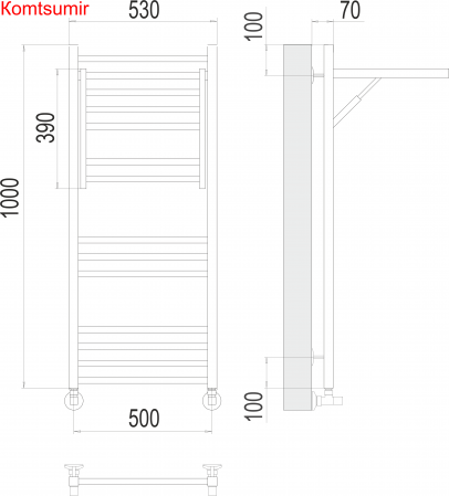 Валенсия П14 500х1000 Полотенцесушитель  TERMINUS Валенсия П14 500х1000 Полотенцесушитель  TERMINUS