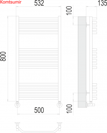 Виктория П16 500х800 Полотенцесушитель  TERMINUS