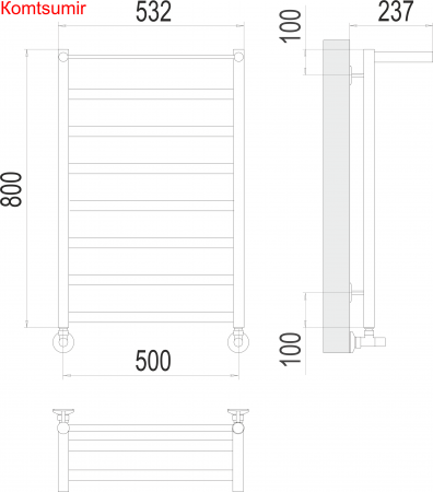 Хендрикс П8 500х800 Полотенцесушитель  TERMINUS Хендрикс П8 500х800 Полотенцесушитель  TERMINUS