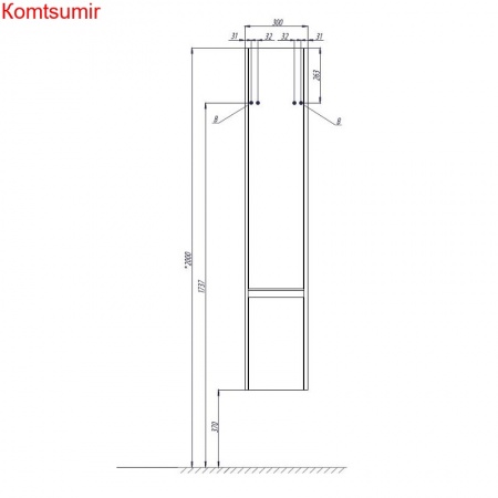 Пенал подвесной AQUATON Капри правый, бетон пайн (1A230503KPDAR)
