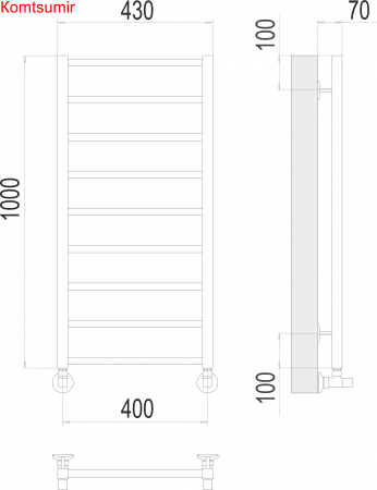 Контур П9 400х1000 Полотенцесушитель  TERMINUS