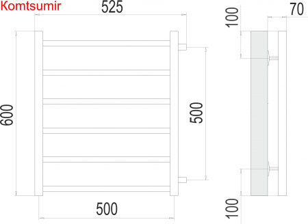 Вега П6 500х600 бп500 Полотенцесушитель  TERMINUS Вега П6 500х600 бп500 Полотенцесушитель  TERMINUS