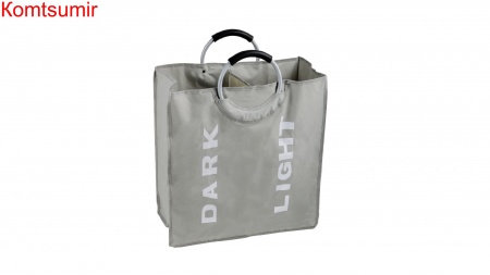 Корзина для белья с алюминиевыми ручками FX-1021, серая, 58 литров