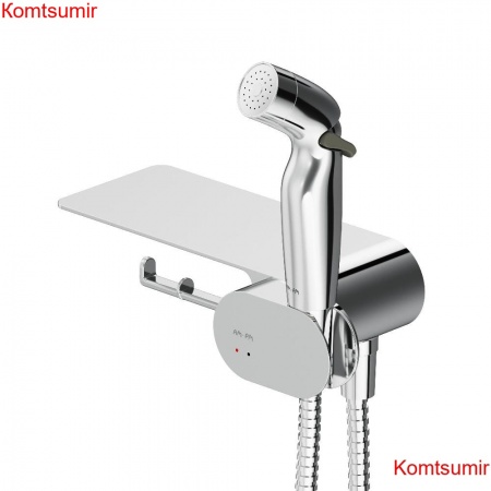 AM.PM F0202600 Like, гигиенический набор со смесителем для душа с полкой, хром, шт.