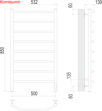 Виктория П8 500х850 Электро (quick touch) Полотенцесушитель  TERMINUS