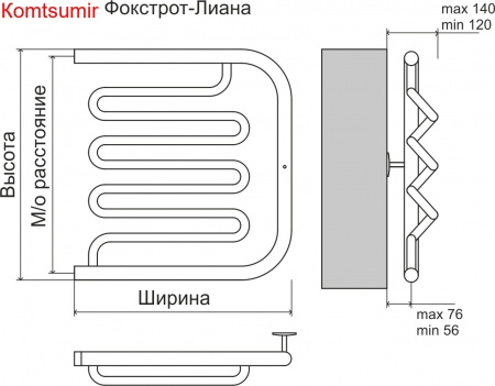 Фокстрот-Лиана AISI 600х500 Полотенцесушитель  TERMINUS Фокстрот-Лиана AISI 600х500 Полотенцесушитель  TERMINUS