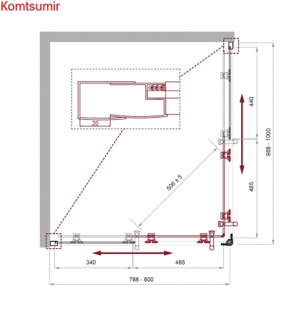 Душевой уголок BelBagno UNO-195-AH-2-100/80-C-NERO