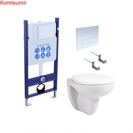SET AQUATEK КАИР-14-013 (рама AQUATEK Standard INS-0000014 с клавишей KDI-0000013 и крепежом KKI-0000002+унитаз AQ1170-00 +тонкое сиденье с механизмом плавного закрывания)