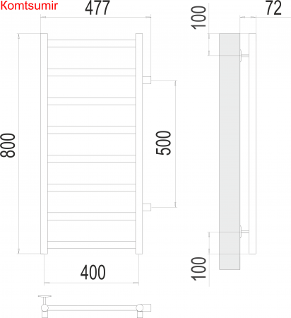 Аврора П8 400х800 бп500 Полотенцесушитель  TERMINUS