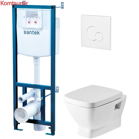 Пэк: Santek "Нео" подвесной унитаз с сиденьем SC + инсталляция + панель смыва белого цвета (1.WH30.2.463)