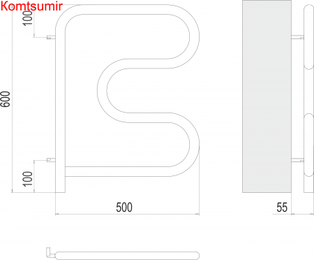 Электро 25 F-обр 500х500 поворотный Полотенцесушитель  TERMINUS