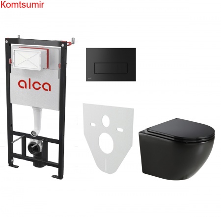 Сет инсталляция Alсa AM101/1120-4:1 RU M578-0001 + унитаз Grado AZ-0046 чёрный матовый с сиденьем ми Сет инсталляция Alсa AM101/1120-4:1 RU M578-0001 + унитаз Grado AZ-0046 чёрный матовый с сиденьем ми