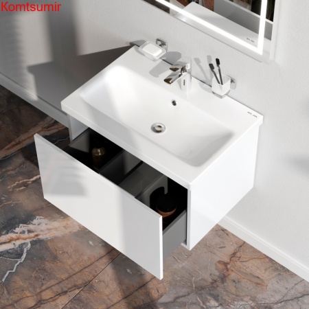 M90FHX06021WG GEM, База под раковину, подвесная, 60 см, 1 ящик push-to-open, цвет: белый, глянец