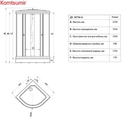 Душевая Кабина Triton Полосы 90*90 А3 (ДН4)