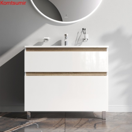 M85AFSX1002WG X-Joy, База под раковину, напольная, 100 см, 2 ящика, белый глянец