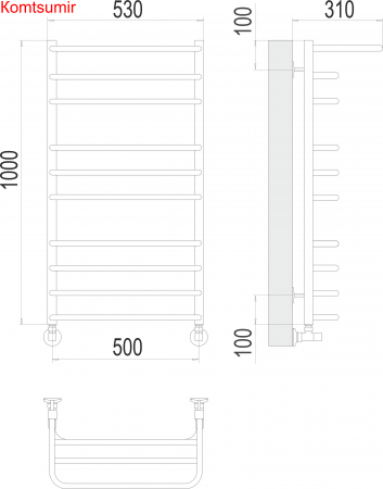 Арктур П10 500х1000 Полотенцесушитель  TERMINUS