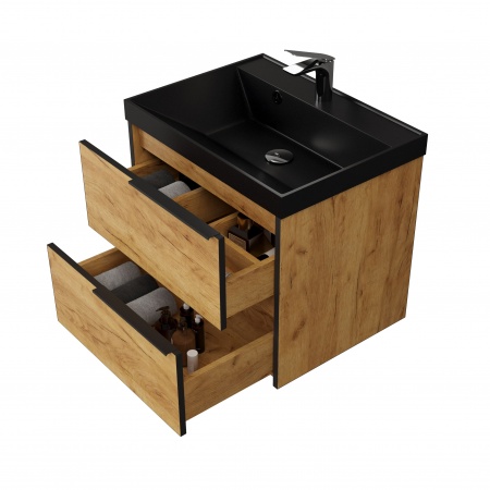 Тумба Fostero 60 подвесная Дуб Крафт золотой с раковиной