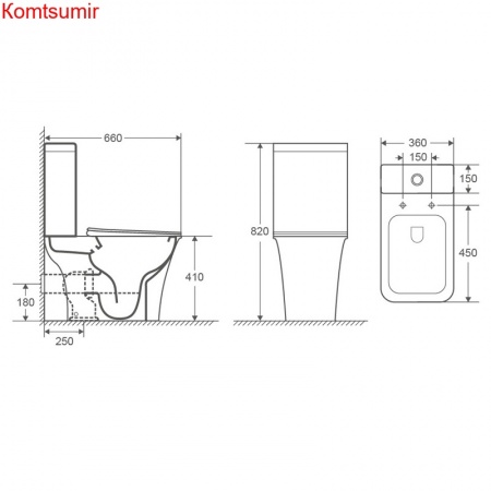 Унитаз напольный Azario AVERO 660x360х820 безободковый со смывным механизмом Geberit, бачком и сиденьем микролифт (AZ-1213A-G)