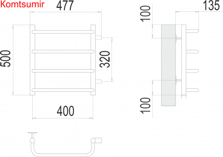 Стандарт П4 400х500 бп320 Полотенцесушитель  TERMINUS