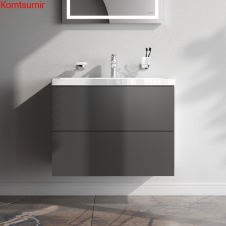 M90FHX07522GM GEM, База под раковину, подвесная, 75 см, 2 ящика push-to-open, графит матовый