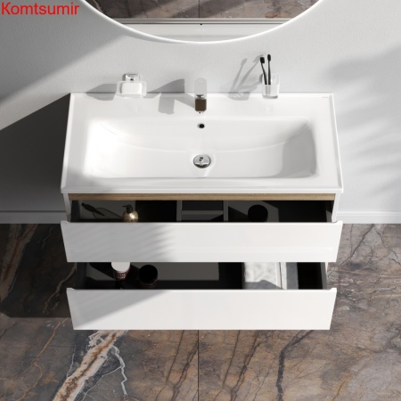 M85AFHX1002WG X-Joy, База под раковину, подвесная, 100 см, 2 ящика, белый глянец