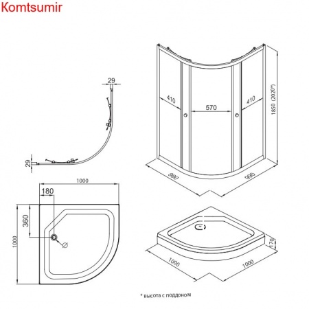 Душевое Ограждение Triton Альфа-Хром 100*100