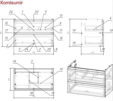Тумба Cersanit MODUO 80 под столешницу