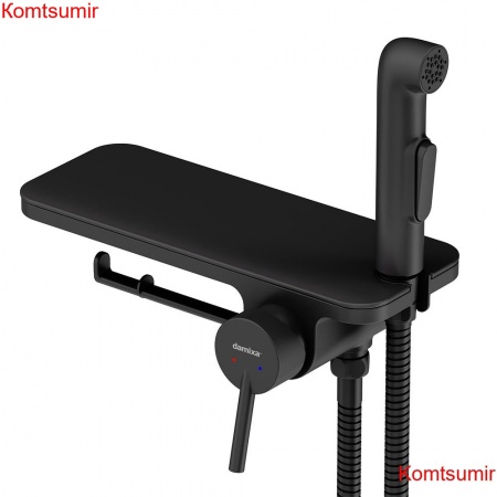 Damixa 773500301 Jupiter, смеситель монтируемый в стену с гиг. душем и полкой, черный Damixa 773500301 Jupiter, смеситель монтируемый в стену с гиг. душем и полкой, черный