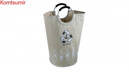 Корзина для белья с алюминиевыми ручками FX-1012, бежевая, 63 литра