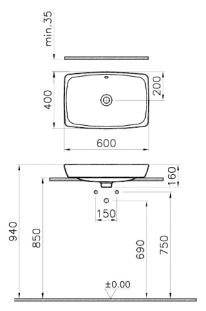 Раковина VitrA Metropole (60 см)