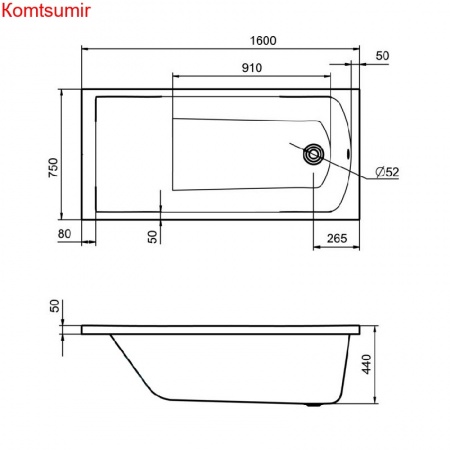 Ванна акриловая Santek Фиджи 160х75, белая