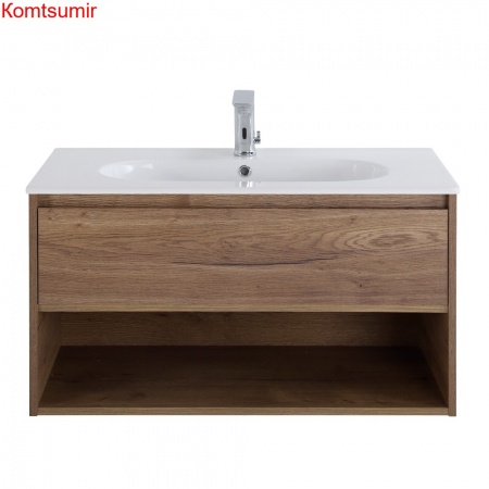 База под раковину подвесная с ящиком и открытой полкой BelBagno KRAFT-1000-1C-SO-RT Rovere Tabacco