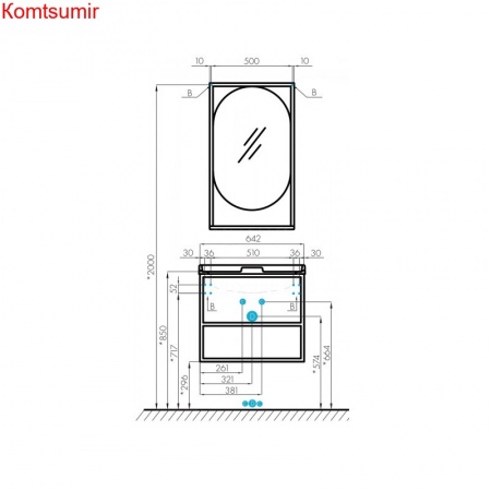 Зеркало AQUATON Лофт Фабрик 50 дуб темный (1A242502LTDU0)