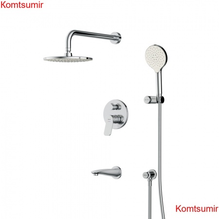 AM.PM FB85A3RH10 X-Joy, набор: встроеный см-ль д/в/душа, верхний душ 220 мм, излив, ручн.душ, хром