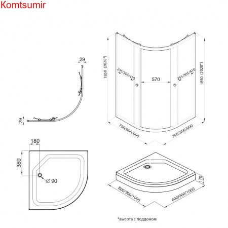 Душевое Ограждение  Triton Альфа-Блэк 100*100