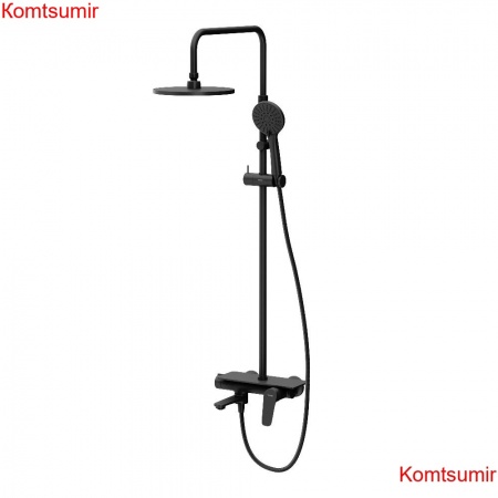 Damixa 977730300 ДС Jupiter со смесителем полкой: верхний душ, ручной душ., штанга варио, чёрная