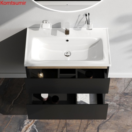 M85AFHX0802BM X-Joy, База под раковину, подвесная, 80 см, 2 ящика, черный матовый