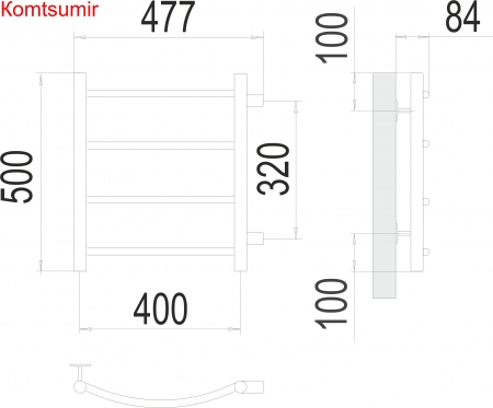 Классик П4 400х500 бп320 Полотенцесушитель  TERMINUS