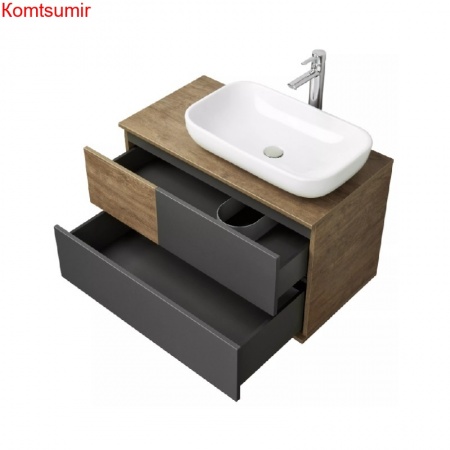 Тумба под раковину AQUATON Терра 85 подвесная, дуб кантри/антрацит (1A247201TEKA0)