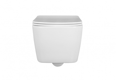 Унитаз-компакт подвесной безободковый AQUATEK ЛИБРА New AQ1148N-00 495*350*260 мм, горизонтальный выпуск, тонкое сиденье с механизмом плавного закрывания, крепеж