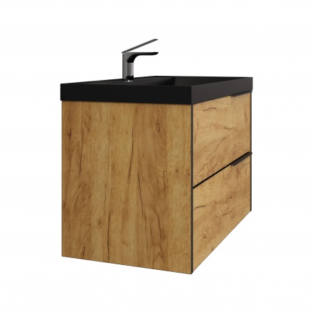 Тумба Fostero 80 подвесная Дуб Крафт золотой с раковиной