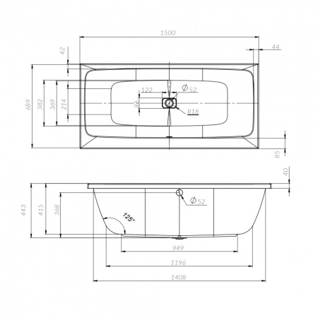 AM.PM W84A-150-070W-A Func Ванна акриловая 150х70