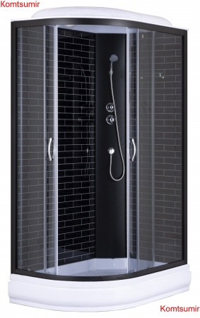 Душевая кабина Loranto 120х80х215  поддон 20 см, черный кирпичный узор, серое стекло 4 мм, профиль черный (CS-66120-20R GB 120)