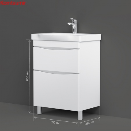 M80FSX0652WG Like, База под раковину, напольная, 65 см, 2 ящика, белый, глянцевая, шт