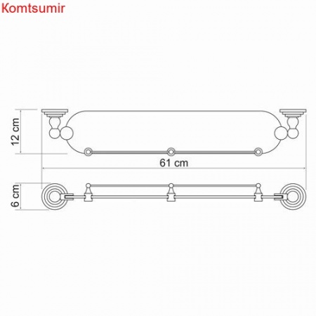 WasserKRAFT Isar K-7344 (ранее К-7324) Полка стеклянная с бортиком